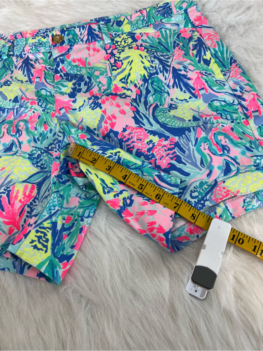 Lily Pulitzer mermaid cove size 14 Printed Cotton-Blend Shorts - Pink & Blue - Picture 9 of 15